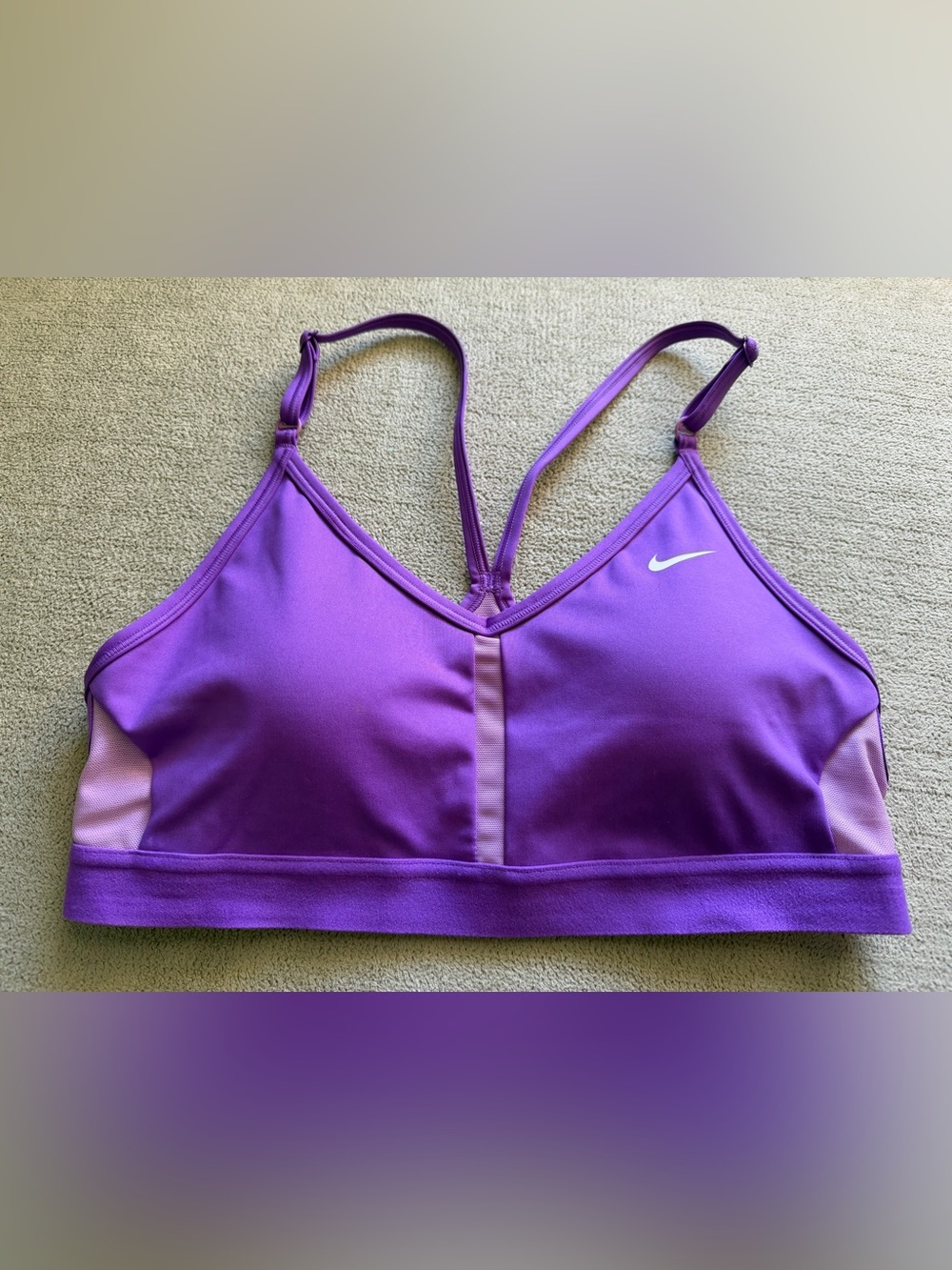 Nike Sports Strappy Sports Bra – Purple with pink accents– Like New